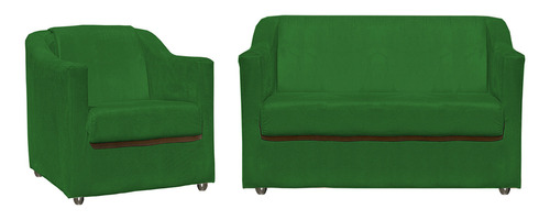 Kit Poltrona Decorativa Para + Poltrona Reforçada Suede Cor Verde