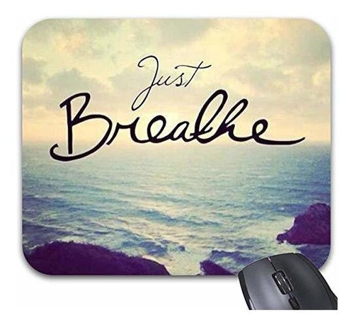 Just Breathe Yoga Zen Quote Mouse Pads Elegante Accesorio De