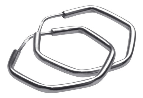 Imagem 1 de 4 de Argola Brinco Pequena 18mm Hexagonal Prata 925 Unissex