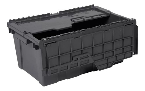 Caja De Plastico Negro Con Tapa De Bisagras 60x40x32