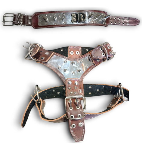 Pechera Y Collar Mega Con Picos Para Perro Varios L