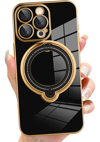 Funda Para  iPhone 15 Pro Con Soporte Magnetico - Negra