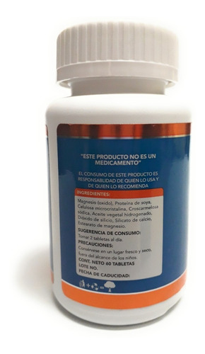 Imagen 2 de 4 de Magnesio Quelato Ultra Soya 60 Cap Envio Full