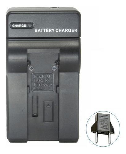 Carregador Fnp-80 Para Baterias Fujifilm Np-80 Cor Preto