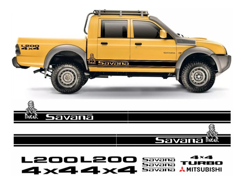 Kit Adesivo Faixa Mitsubishi L200 Savana Dakar Personalizado Cor LATERAL SAVANA DAKAR