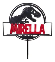Comprar Cake Topper Adorno Torta Jurassic Park Personalizado Nombre Negro Rojo Jurassic Park Personalizado