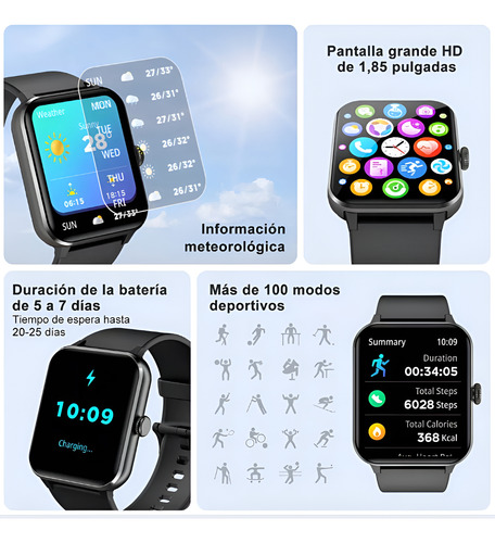 Smartwatch Reloj Inteligente Compatible Con iPhone Y Android
