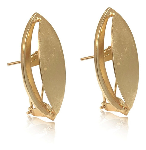 Aretes Oro 18k Laminado Forma Hoja Dorado #307