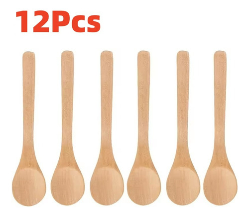 Cucharas Redondas De Madera Para Mezclar Sopa, Té Y Café, 12
