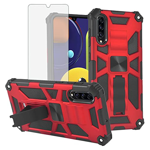 Funda Para Samsung Galaxy A70 Rojo Doble Capa Plastico Y Cri