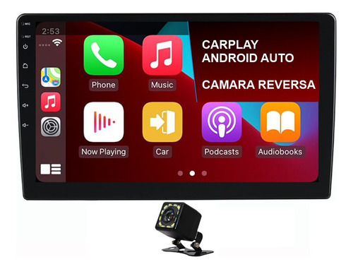 Radio Multimedia 9 Android Auto Carplay Am-fm Gps Wifi Cám. Color Negro
