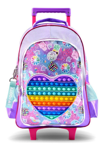 Mochila Rueditas Pop It Luz 45cm Carro 18 F1901 Escuela C