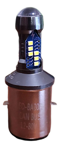 Foco De Faro Led Con Lupa Para Moto Entrada 2 Polos Ba20