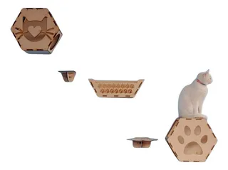 Gym Para Gatos Repisas Colmenas Muro Mdf Accesorios Mascota Color Kit 3 Repisas Huella