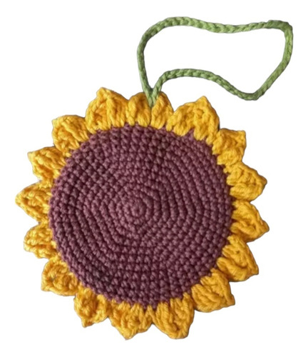 Girasol De Crochet Colgante / Porta Cosas.