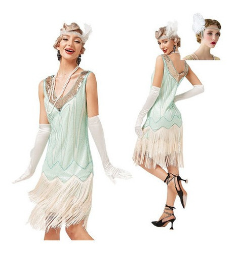 Vestido De Fiesta Gatsby Vintage Con Flecos De Lentejuelas