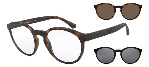 Armação Oculos Masculino - Empório Armani Ea4152 2 Clip On Cor Ea 415258021w - Havana