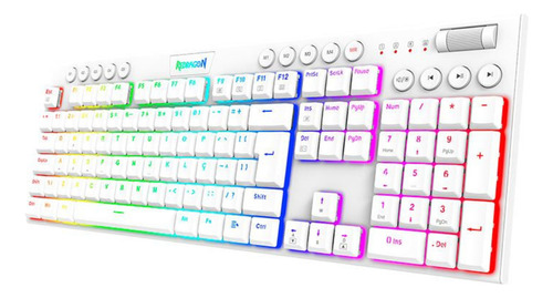 Teclado Mecânico Redragon Horus K619w Rgb Switchbrown Branco