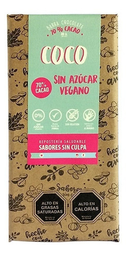 Chocolate Con Coco Sin Azucar Sin Gluten Vegano