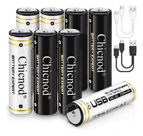 Chicnod Paquete De 4 Pilas Aa Recargables Aa De 1.5 V Aa De