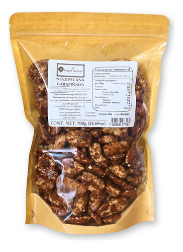 Nuez Pecana Garapiñada 700g - Nuez Caramelizada Punto Granel