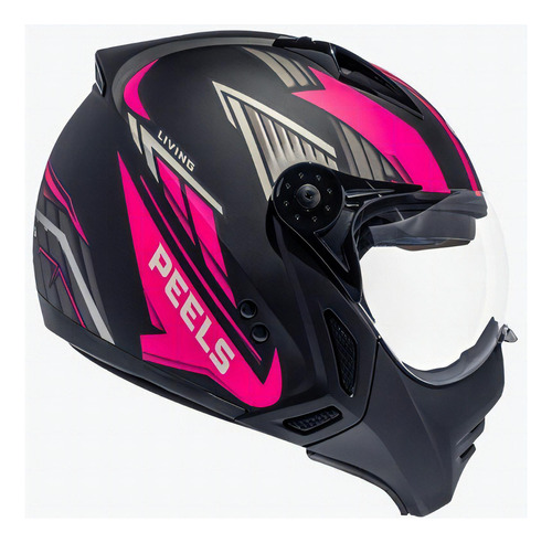 Capacete Moto Peels Mirage Living Cor Preto Fosco com Pink Tamanho do capacete 56