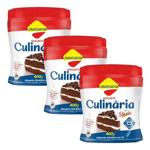 Kit 3 Adoçantes Forno E Fogão C/ Stevia 400g - Lowçucar