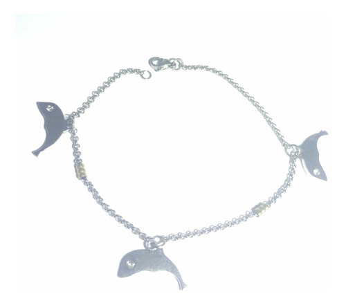 Imagen 1 de 7 de Pulsera Acero Y Oro 3 Delfines Roló Grabado Garantía