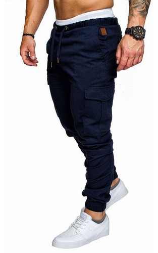 Joggers Pantalon Jeans Ajustado Elasticado Cargo De Varon