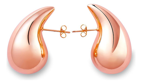 Apsvo Rose Gold Chunky Hoop Aretes Para Mujeres, Ligero Wate