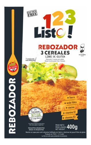 Rebozador 3 Cereales 123 Listo 400g Sin Tacc