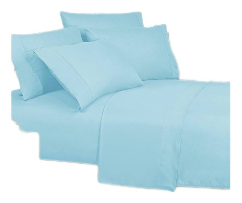 Juego De Sabanas Cama Doble 140x190 Azul Claro