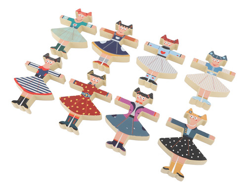 Mulheres Dançando Empilhando Brinquedos Balancing Block Wood