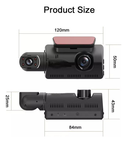 1 Cámara Dvr For Automóvil Con Lente Dual Uber/taxi