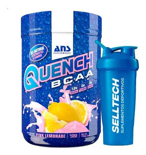 Aminoácidos Ans Quench Bcaa 100 Serv Pink Lemonade + Shaker