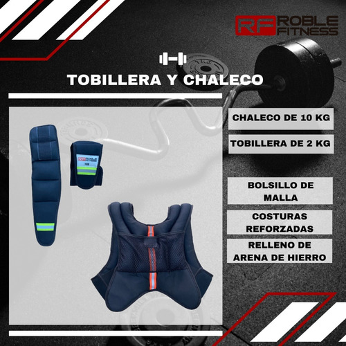 Chaleco Con Carga Peso 10 Kg Neoprene + Tobillera 2 Kg