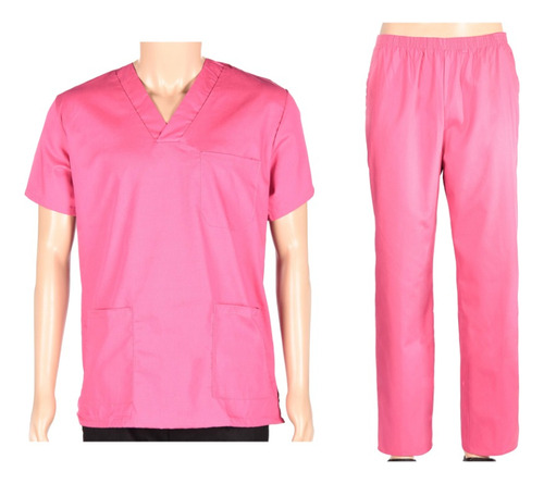 Conjunto Médico Enfermero Casaca Pantalón Rosado