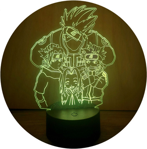 Equipo 7 Lampara Led Ilusión Naruto Decoración Anime Manga