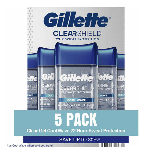 Gillette Desodorante Antitranspirante Clear Gel 5 Pack 107gr