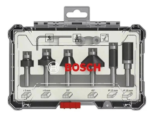 Juego De Fresas Para Router Rebajador Bosch X6u 1/4 Madera