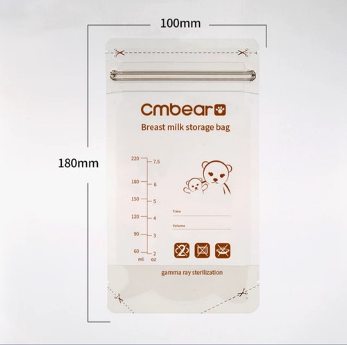Imagen 3 de 5 de Bolsas Almacenar Leche Materna Libre Bpa Doble Cremallera
