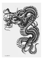 Comprar Gran Dragón Negro Tatuaje Temporal Brazo Tatuaje Pegatinas