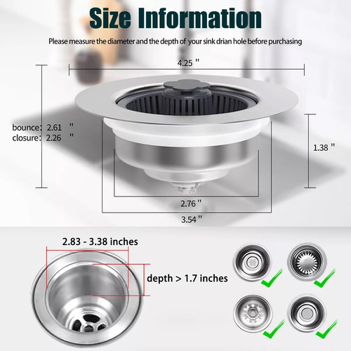 X A Tapón De Fregadero De Cocina De Acero Inoxidable, 2