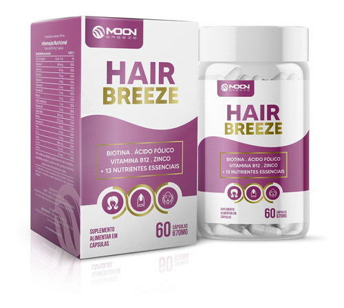 Hair Breeze Suplemento Para Cabelos Unhas E Pele Moon Breeze