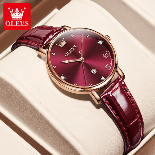 Reloj De Cuarzo Simple Olevs Calendar Diamond