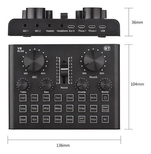 Tarjeta De Sonido En Vivo V8 Plus Para Transmisión De 15 Efe
