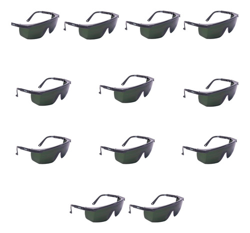 Kit 12 Óculos De Proteção Antirrisco Epi Trabalhador Impacto Cor da lente Verde