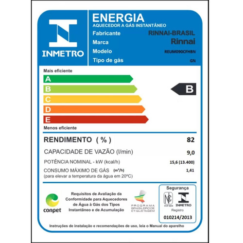 Aquecedor a gás GLP Rinnai Onnsen REU-M090 CFH branco
