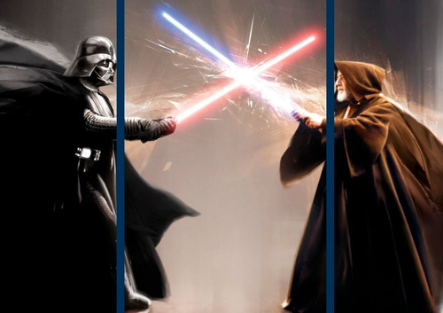 Cuadro Starwars Darth Vader Obi Wan En 3 Piezas Textura 1025