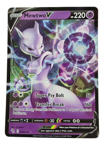 Pokemon Tcg Mewtwo V Pokemon Go 030/078 Ingles Original 2022 Mewtwo V 030/078 Pokemon Go 2022 Inglés (Usado)